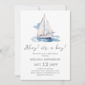C'est un garçon | Invitation Baby shower de bateau (Devant)