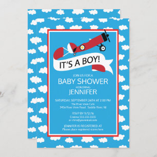 C'est un garçon ! Invitation Baby shower de l'avio
