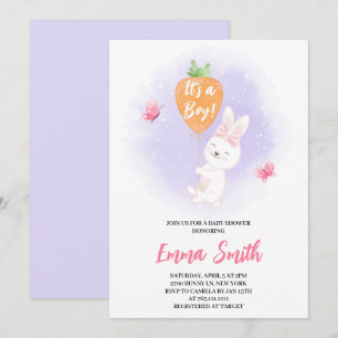 C'est un garçon Invitation Baby Shower Lapin Migno