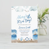 C'est un garçon | Invitation Baby shower nautique (Debout devant)