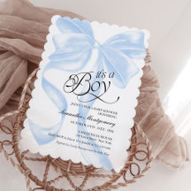 C'est un garçon Invitation Bleue Coquette avec un 