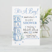 C'est un garçon | Invitation de baby shower avec d (Debout devant)