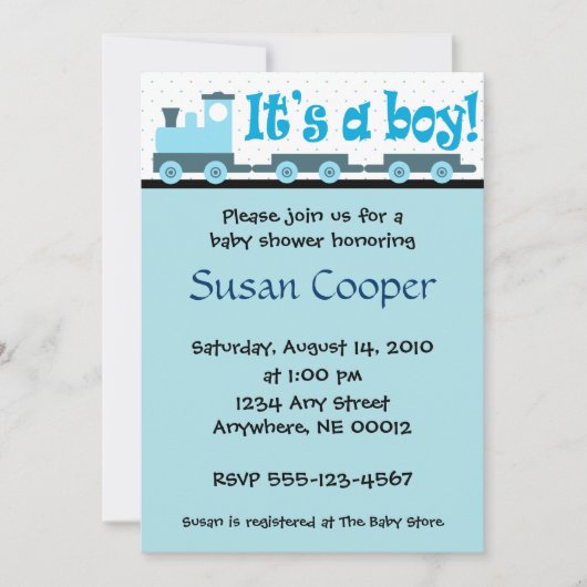 "C'est un garçon !" Invitation de baby shower de (Devant)