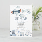 C'est un garçon Invitation de douche avion aquarel (Debout devant)