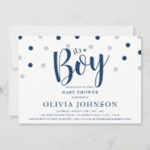 C'est un garçon - invitations bleues de baby (Devant)