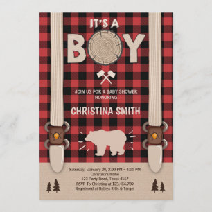 C'est un garçon Lumberjack Baby shower invitation