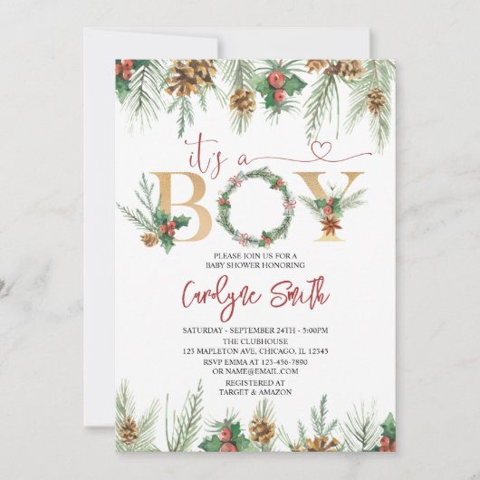 C'est un garçon Noël Baby shower Invitation (Devant)