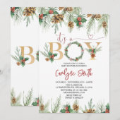 C'est un garçon Noël Baby shower Invitation (Devant / Derrière)