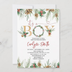 C'est un garçon Noël Baby shower Invitation