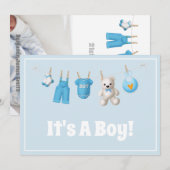 C'est un garçon ! Nouveau bébé - Carte photo perso (Devant / Derrière)