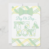 C'est un garçon, Pale Green Baby shower Invitation (Dos)