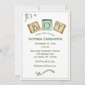 C'est un garçon Rustique Aquarelle Baby Invitation (Devant)