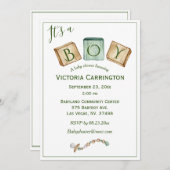 C'est un garçon Rustique Aquarelle Baby Invitation (Devant / Derrière)