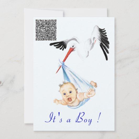 C'est un garçon Stork Baby Boy Shower Invitation Q (Dos)