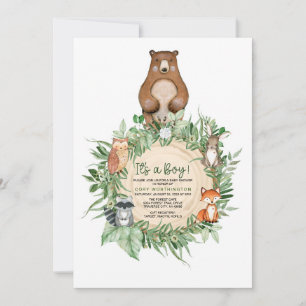 C'EST UN GARÇON WOODLAND BABY SHOWER INVITATION