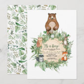 C'EST UN GARÇON WOODLAND BABY SHOWER INVITATION (Devant / Derrière)