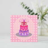 C'est un gâteau rose pour bébés Invitations de dou (Debout devant)