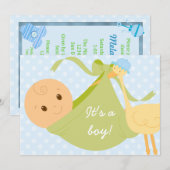 C'est un Invitation Baby shower garçon (Devant / Derrière)
