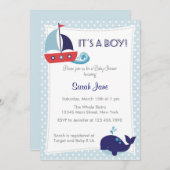 C'est un Invitation de Baby shower nautique de pla (Devant / Derrière)