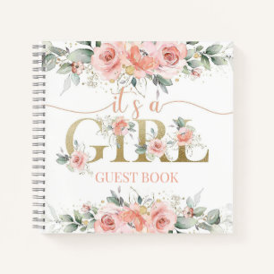 c'est un livre d'hôtes de baby shower à fleurs ros