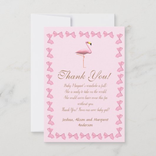 C'est un Merci de Baby shower de Flamant rose rose (Devant)