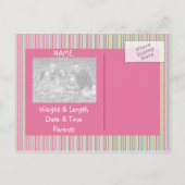 C'est un Modèle de carte d'annonce de naissance de (Dos)