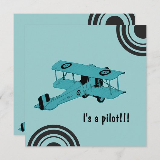 C'est un pilote - carte de faire-part pour bébé ga (Devant / Derrière)