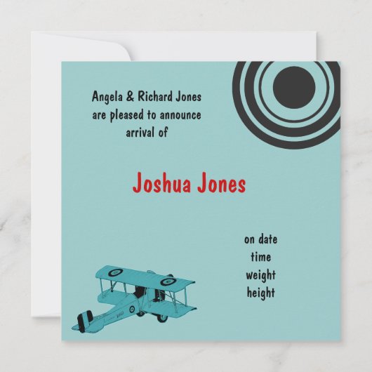 C'est un pilote - carte de faire-part pour bébé ga (Dos)