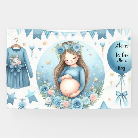 C'est une bannière de Baby shower bleu garçon (Horizontal)
