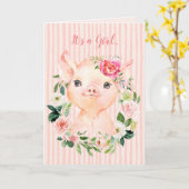 C'est une carte de Baby shower de porc florale de (Fleur jaune)