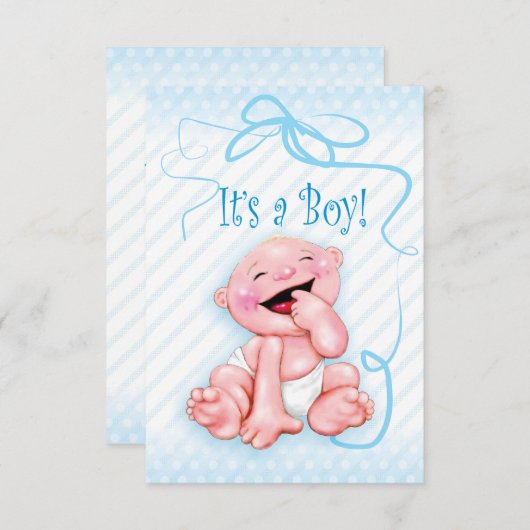 C'est une carte de faire-part pour garçon (Devant / Derrière)