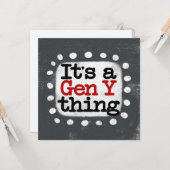 C'est une carte de voeux Gen Y (Devant/Arrière en situation)