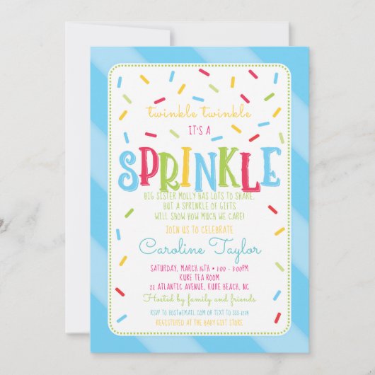 C'est une carte d'invitation Baby shower Sprinkle  (Devant)