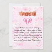 C'est une carte Faire-part fille (Dos)