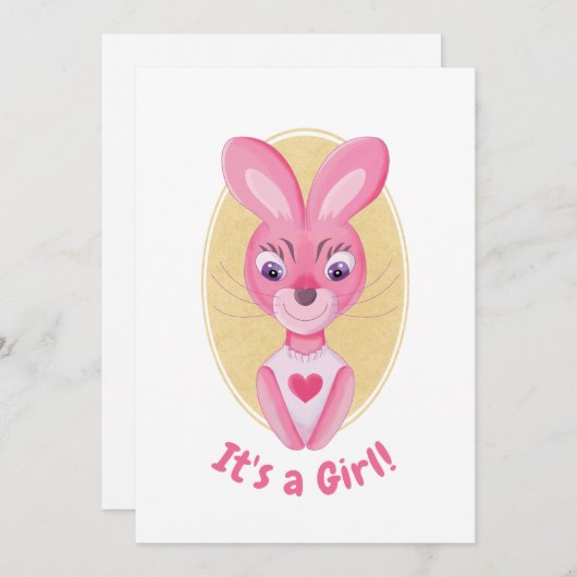 C'est une carte faire-part fille (Devant / Derrière)