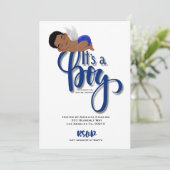 C'est une carte Faire-part garçon (Debout devant)