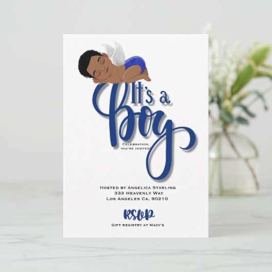 C'est une carte Faire-part garçon (Debout devant)