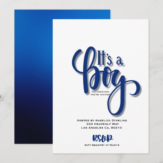 C'est une carte Faire-part garçon (Devant / Derrière)