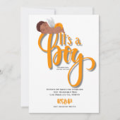 C'est une carte Faire-part orange garçon (Devant)