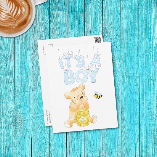C'est une carte postale de Baby shower de garçon T