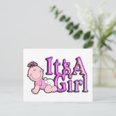 C'est une carte postale de faire-part de naissance (Debout devant)