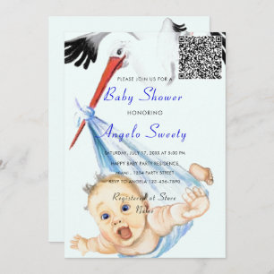 C'est une cigogne bébé QR Code Douche Invitation