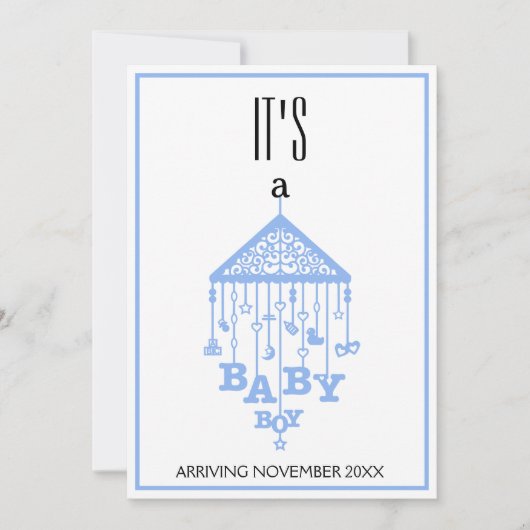 C'est une Faire-part de grossesse pour bébé garçon (Devant)