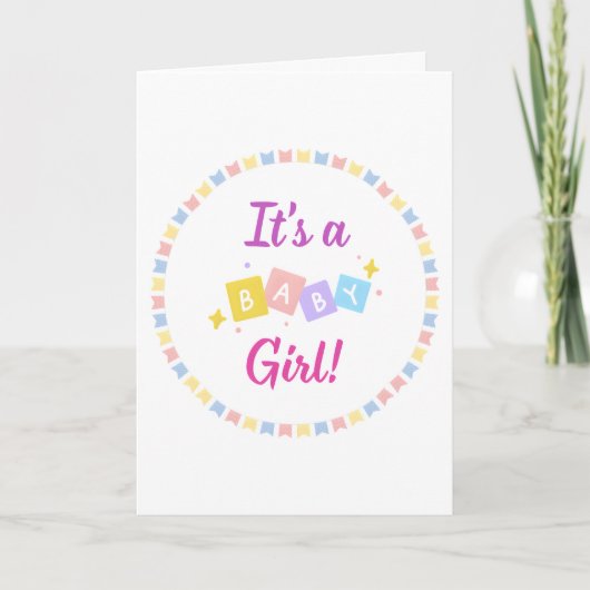 C'est une Faire-part de naissance pour bébé rose f (Devant)