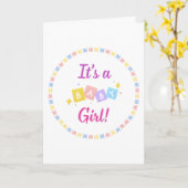 C'est une Faire-part de naissance pour bébé rose f (Fleur jaune)