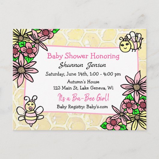C'est une fille Ba-bee Baby Shower Invitations (Devant)