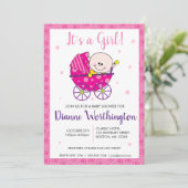 C'est une fille Baby Pink Spiral Shower Invitation (Debout devant)