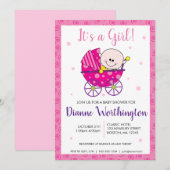 C'est une fille Baby Pink Spiral Shower Invitation (Devant / Derrière)