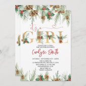 C'est une fille Baby shower de Noël Invitation (Devant / Derrière)