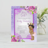 C'est une fille Baby shower d'or violet Invitation (Debout devant)